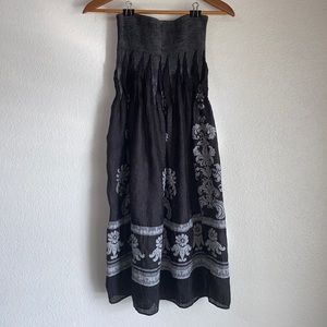 Lapis One Size Strapless Dress Convertible Skirt Black Stretch Floral